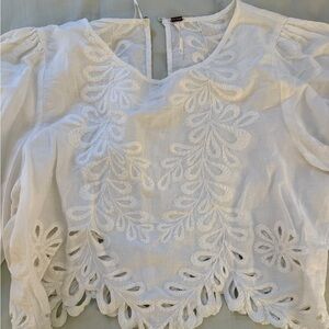 Free People White Embroidered Women's Top